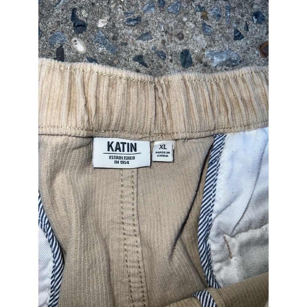 Katin Mens Corduroy Shorts Tan Khaki Elastic Waist Drawstring Stretch XL - Picture 4 of 11